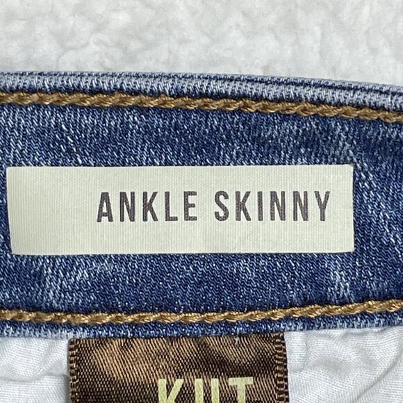 Kut From The Kloth Jeans Womens Sz 14 Blue Ankle Skinny Distressed Denim 35x28 - Picture 11 of 13